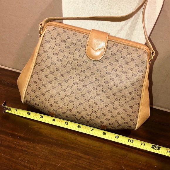 GUCCI GG Micro Guccissima Leather Coated Canvas Hinges Shoulder Bag Vintsge COA - Picture 10 of 17